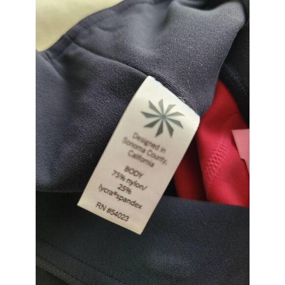 Athleta Cropped Leggings Women's Small Navy/Pink Nylon Blend Stretch Pull On - Picture 3 of 4